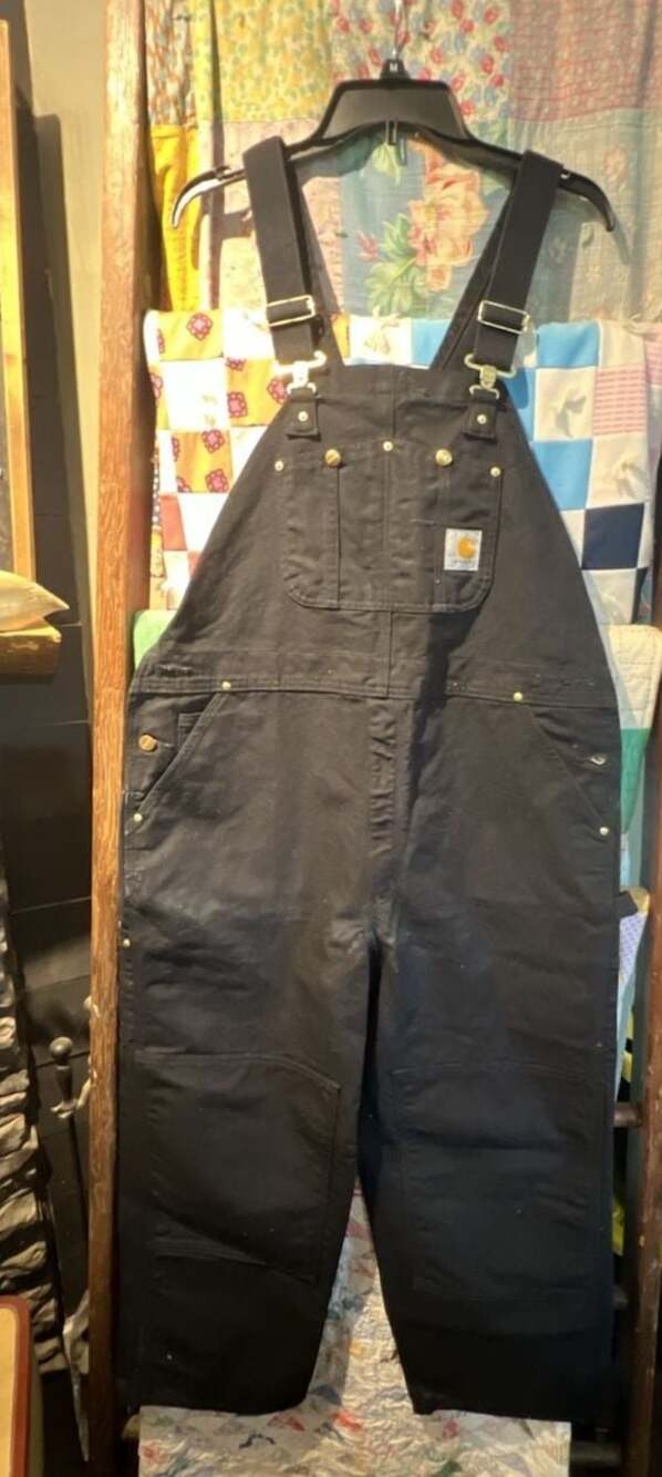 Carhartt R01 BLK Firm Duck Relaxed Fit Double-Knee Bib Overalls Black 42x28